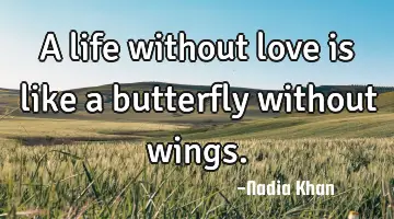 A life without love is like a butterfly without wings.