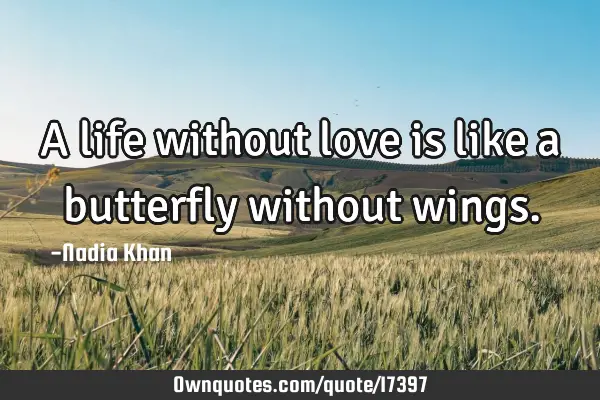 A life without love is like a butterfly without