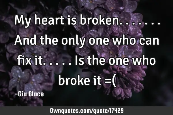 My heart is broken.......and the only one who can fix it.....is the one who broke it =(