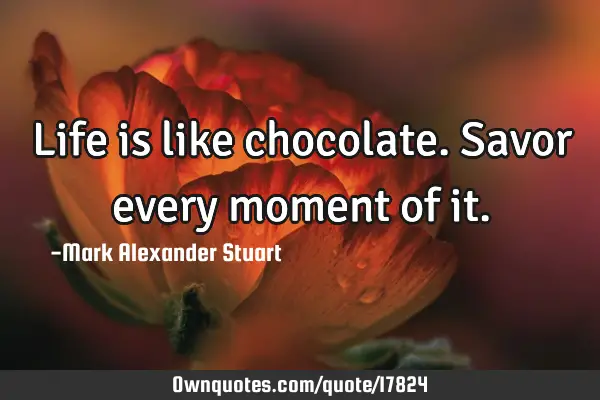 Life is like chocolate. Savor every moment of