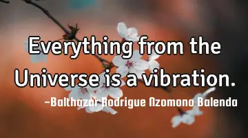 Everything from the Universe is a vibration.