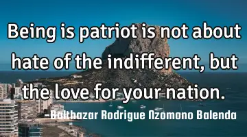 Being is patriot is not about hate of the indifferent , but the love for your nation.