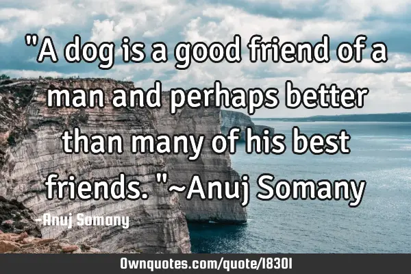 "A dog is a good friend of a man and perhaps better than many of his best friends."~Anuj S