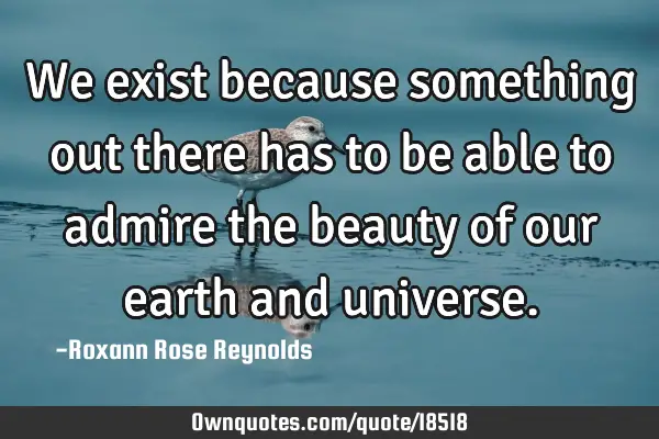 We exist because something out there has to be able to admire the beauty of our earth and