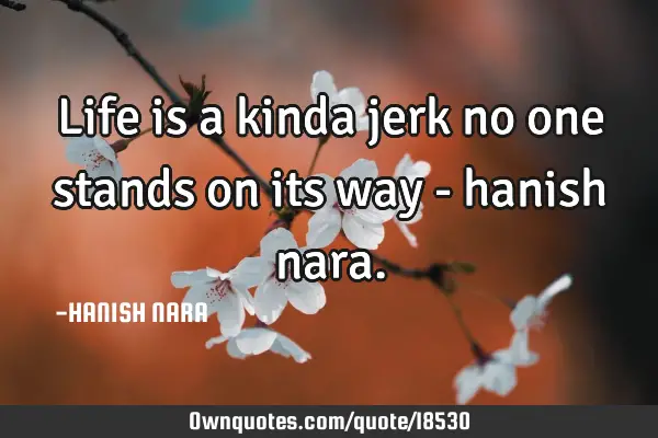 Life is a kinda jerk no one stands on its way - hanish