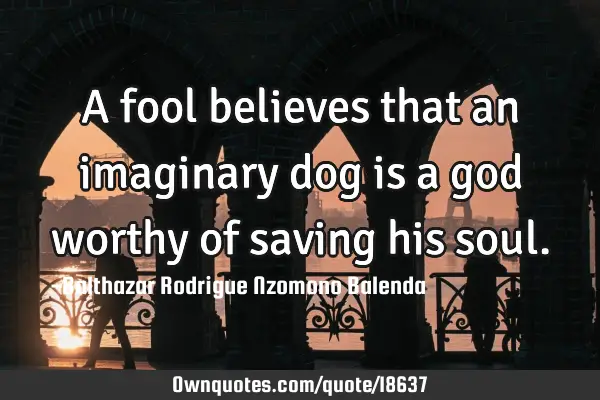 A fool believes that an imaginary dog is a god worthy of saving his