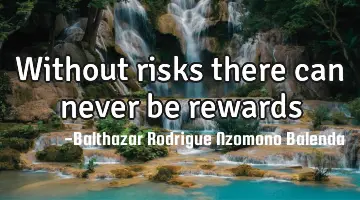 Without risks there can never be rewards