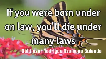If you were born under on law, you'll die under many laws