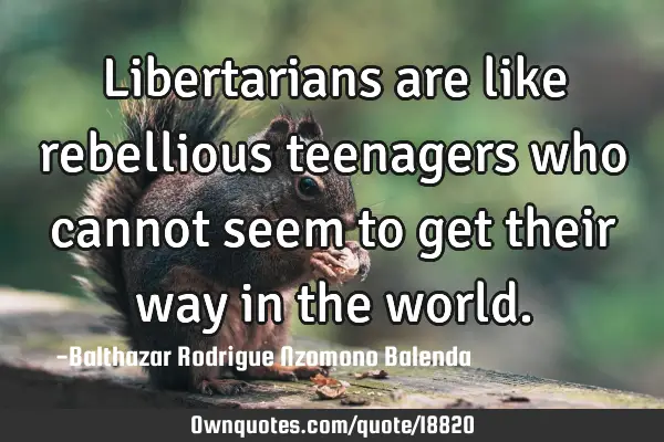 Libertarians are like rebellious teenagers who cannot seem to get their way in the