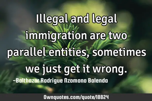 Illegal and legal immigration are two parallel entities, sometimes we just get it