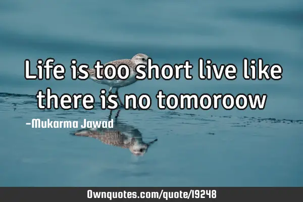 Life is too short live like there is no