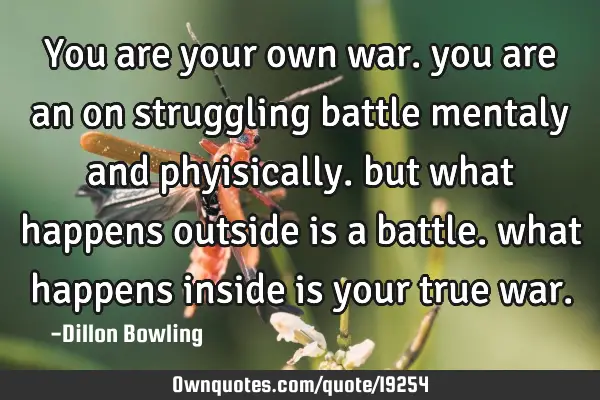 You are your own war. you are an on struggling battle mentaly and phyisically. but what happens