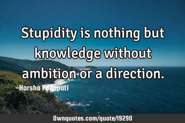 Stupidity is nothing but knowledge without ambition or a