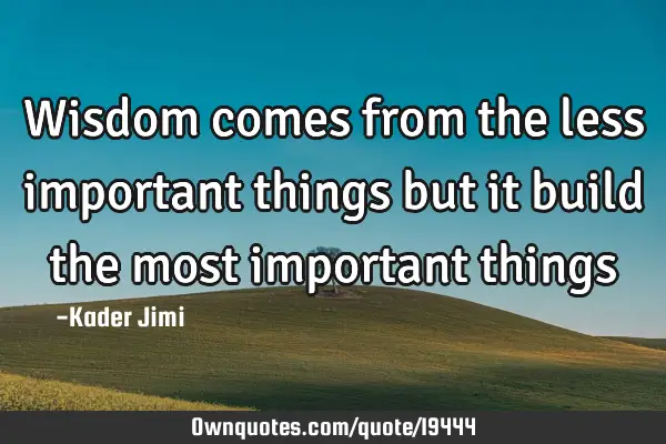 Wisdom comes from the less important things but it build the most important