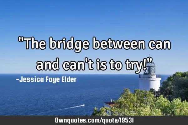 "The bridge between can and can