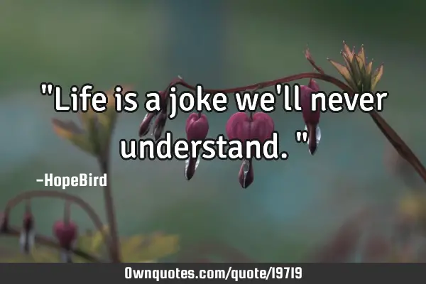 "Life is a joke we