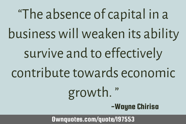 “The absence of capital in a business will weaken its ability survive and to effectively