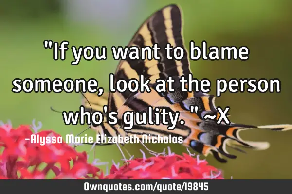 "If you want to blame someone, look at the person who