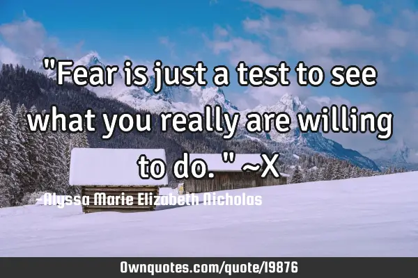 "Fear is just a test to see what you really are willing to do." ~X