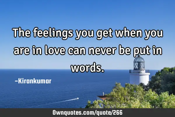 The feelings you get when you are in love can never be put in
