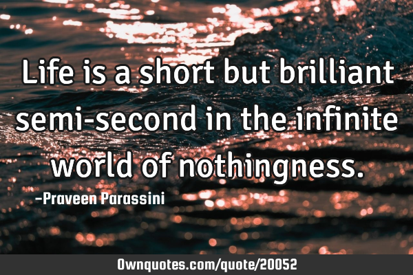 Life is a short but brilliant semi-second in the infinite world of