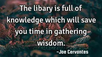 The libary is full of knowledge which will save you time in gathering wisdom.
