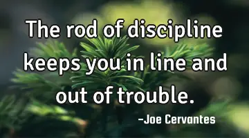 The rod of discipline keeps you in line and out of trouble.