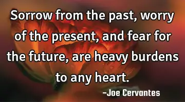 Sorrow from the past, worry of the present, and fear for the future, are heavy burdens to any heart.