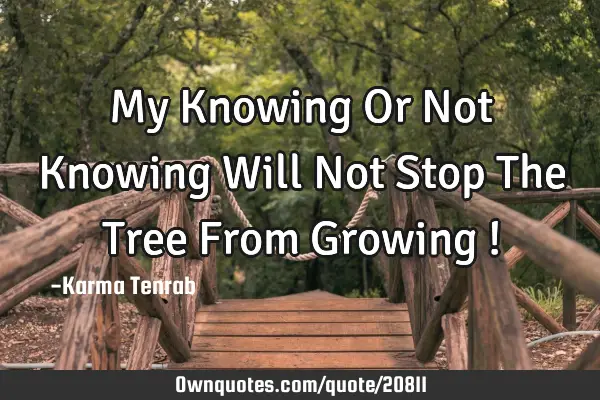 My Knowing Or Not Knowing Will Not Stop The Tree From Growing !