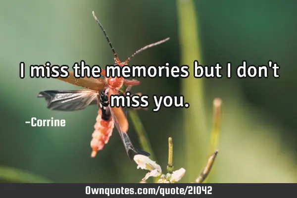I miss the memories but I don