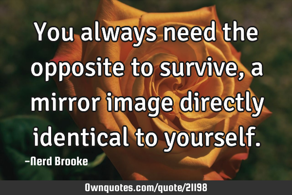 You always need the opposite to survive, a mirror image directly identical to