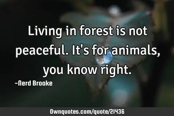 Living in forest is not peaceful. It