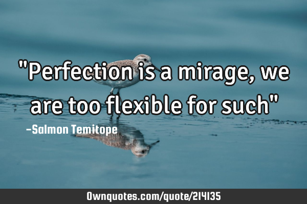 "Perfection is a mirage, we are too flexible for such"