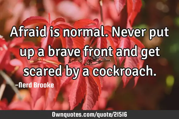 Afraid is normal. Never put up a brave front and get scared by a