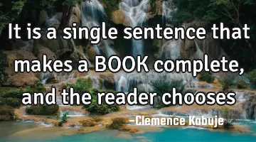 It is a single sentence that makes a BOOK complete, and the reader chooses