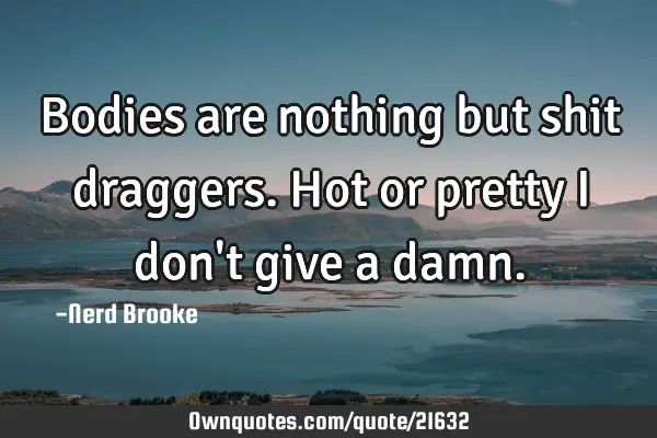 Bodies are nothing but shit draggers. Hot or pretty I don