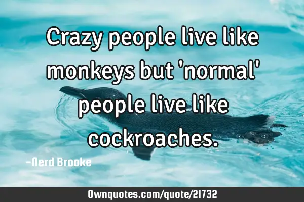 Crazy people live like monkeys but 