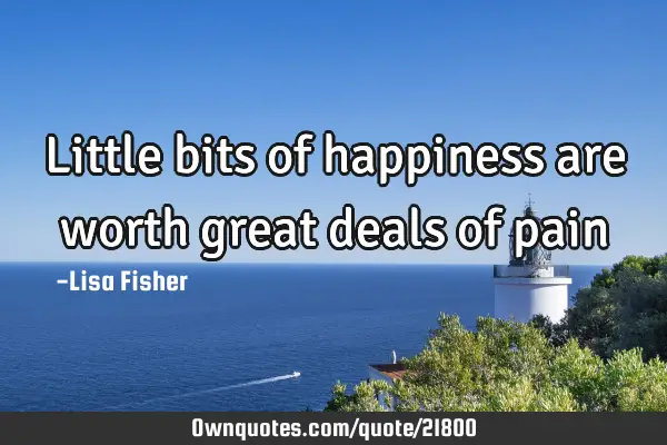 Little bits of happiness are worth great deals of
