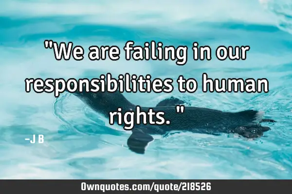 "We are failing in our responsibilities to human rights."