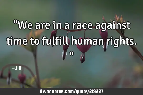 "We are in a race against time to fulfill human rights."