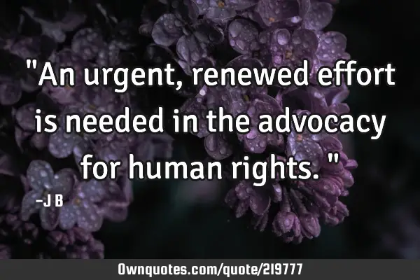 "An urgent, renewed effort is needed in the advocacy for human rights."