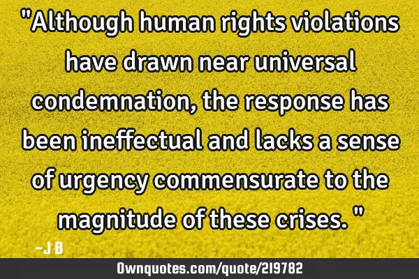 "Although human rights violations have drawn near universal condemnation, the response has been