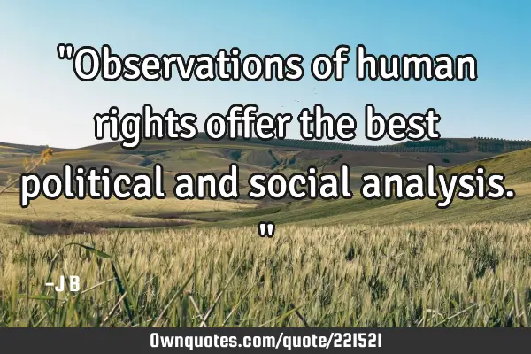 "Observations of human rights offer the best political and social analysis."