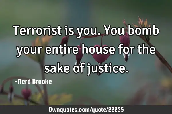 Terrorist is you. You bomb your entire house for the sake of