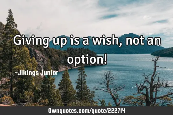 Giving up is a wish,not an option!