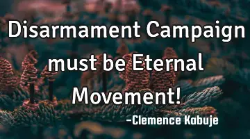 Disarmament Campaign must be Eternal Movement!