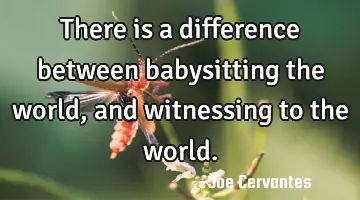 There is a difference between babysitting the world, and witnessing to the world.