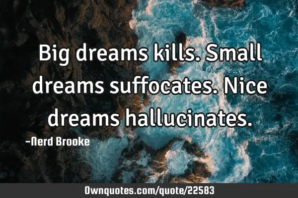 Big dreams kills. Small dreams suffocates. Nice dreams