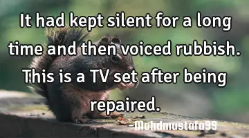 It had kept silent for a long time and then voiced rubbish. This is a TV set after being repaired.