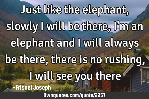 Just like the elephant, slowly I will be there, I